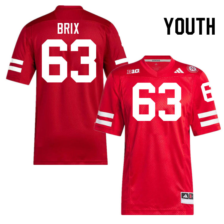 Youth #63 Grant Brix Nebraska Cornhuskers College Football Jerseys Stitched Sale-Scarlet